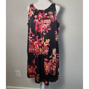 Dana Buchman Black Floral Sleeveless‎ Sheath Dress Size L